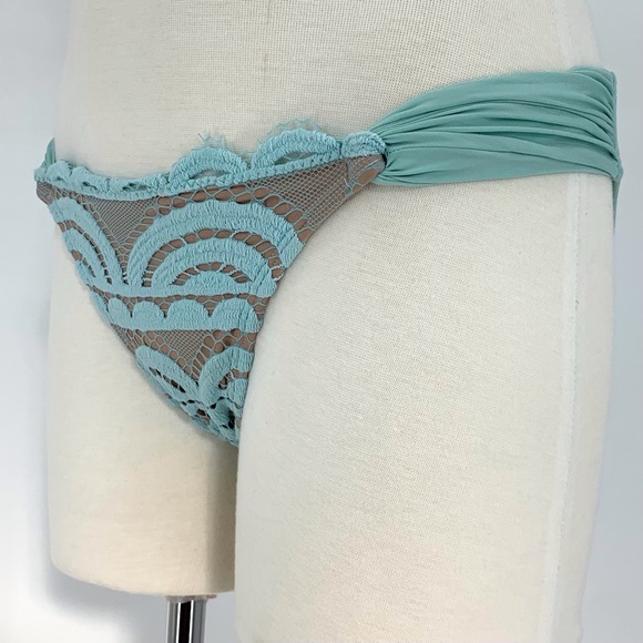 PQ Swim NWT Seafoam Green Lace Fanned Full Bikini Bottom, Small - Picture 4 of 16